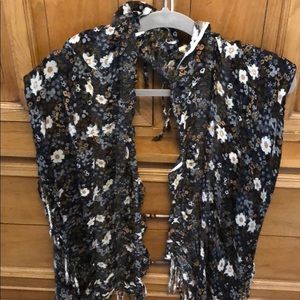 Black flower patterned scarf